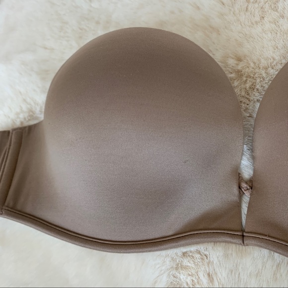 Victoria's Secret Bombshell Push-Up Bra 32B Beige Tan Silky Smooth Satin - Picture 3 of 9